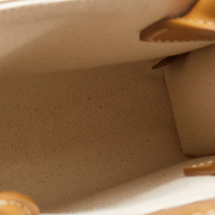 Pre Owned Celine Tan Logo Canvas and Leather Mini Vertical Cabas Tote 