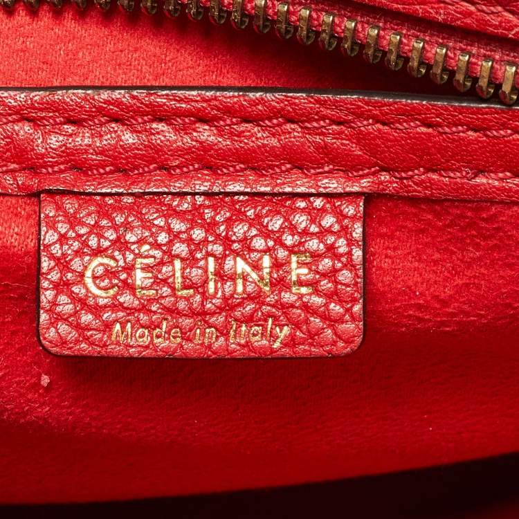 Pre Owned Celine Red Leather Nano Luggage Tote
