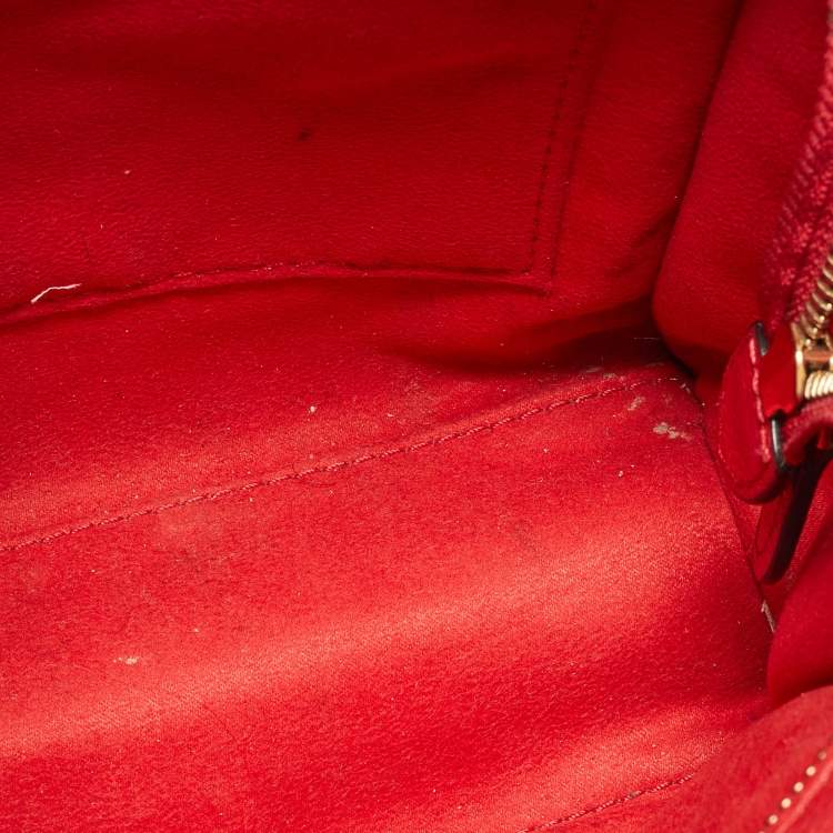 Pre Owned Celine Red Leather Nano Luggage Tote