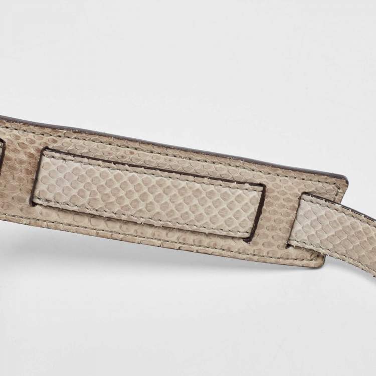 Pre Owned Celine Grey/Off-White Python and Suede Medium Trapeze Top Handle Bag