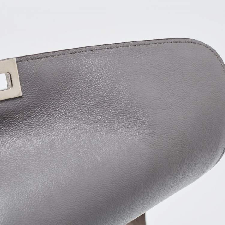 Pre Owned Celine Grey/Off-White Python and Suede Medium Trapeze Top Handle Bag