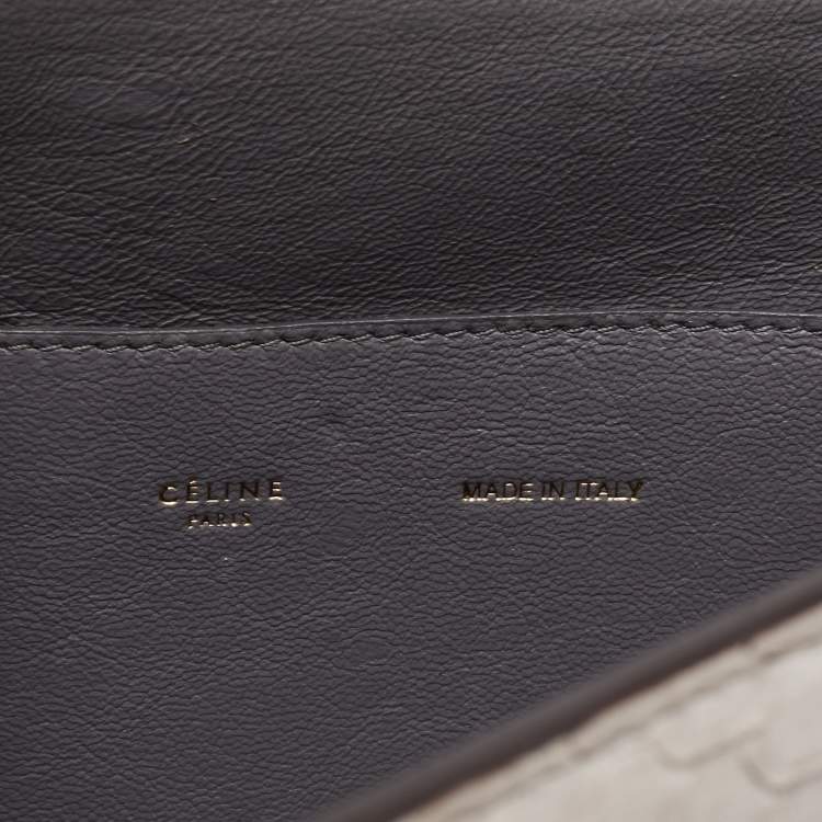 Pre Owned Celine Grey/Off-White Python and Suede Medium Trapeze Top Handle Bag