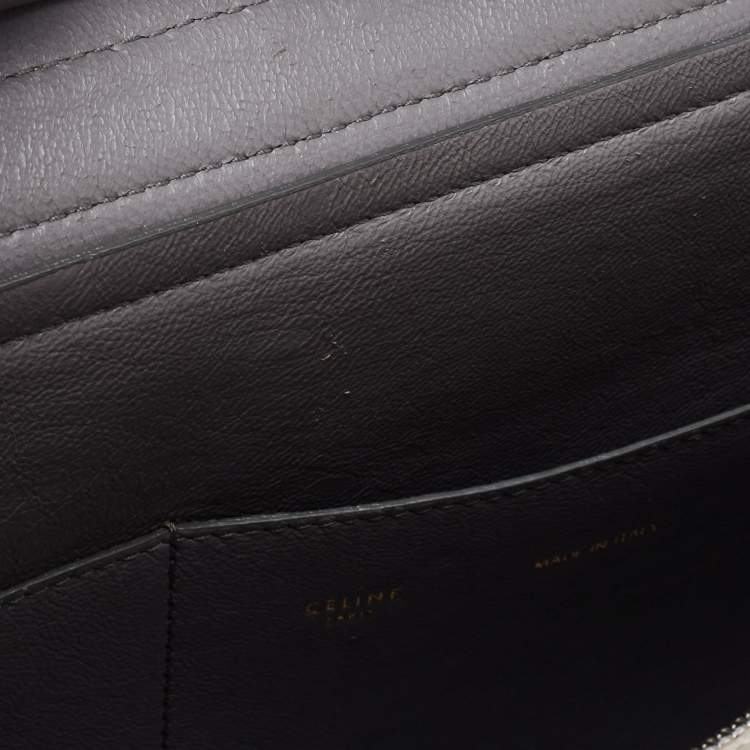 Pre Owned Celine Grey/Off-White Python and Suede Medium Trapeze Top Handle Bag