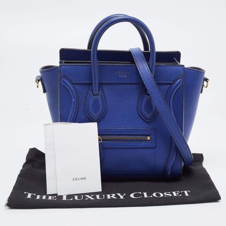 Pre Owned Celine Blue Leather Nano Luggage Tote