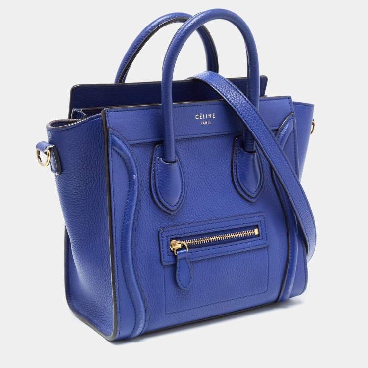 Pre Owned Celine Blue Leather Nano Luggage Tote