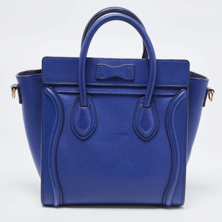 Pre Owned Celine Blue Leather Nano Luggage Tote