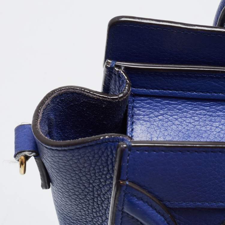 Pre Owned Celine Blue Leather Nano Luggage Tote