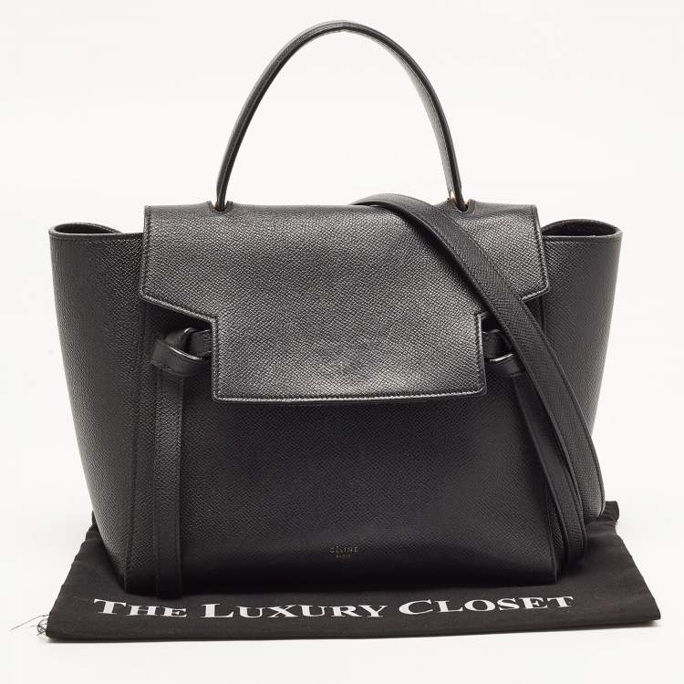 Pre Owned Celine Black Leather Micro Belt Top Handle Bag