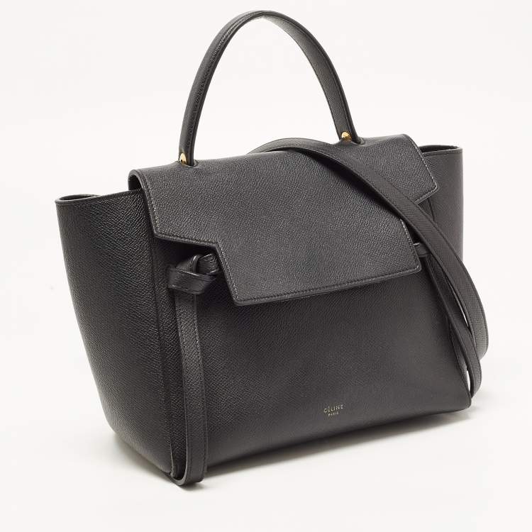 Pre Owned Celine Black Leather Micro Belt Top Handle Bag