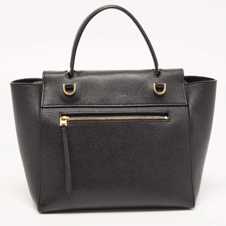Pre Owned Celine Black Leather Micro Belt Top Handle Bag