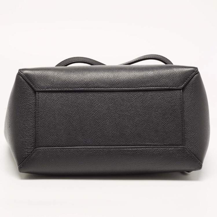 Pre Owned Celine Black Leather Micro Belt Top Handle Bag