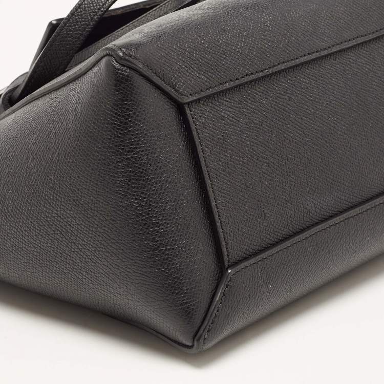 Pre Owned Celine Black Leather Micro Belt Top Handle Bag