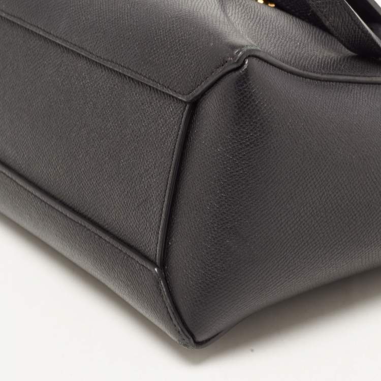 Pre Owned Celine Black Leather Micro Belt Top Handle Bag