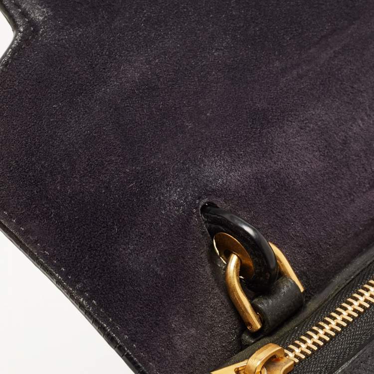 Pre Owned Celine Black Leather Micro Belt Top Handle Bag