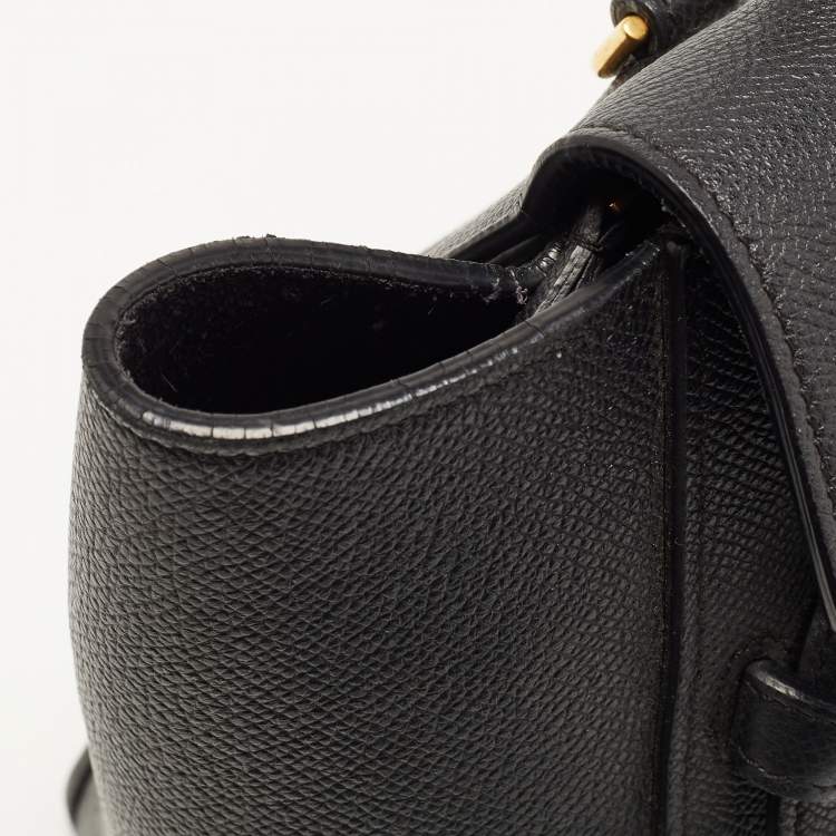 Pre Owned Celine Black Leather Micro Belt Top Handle Bag