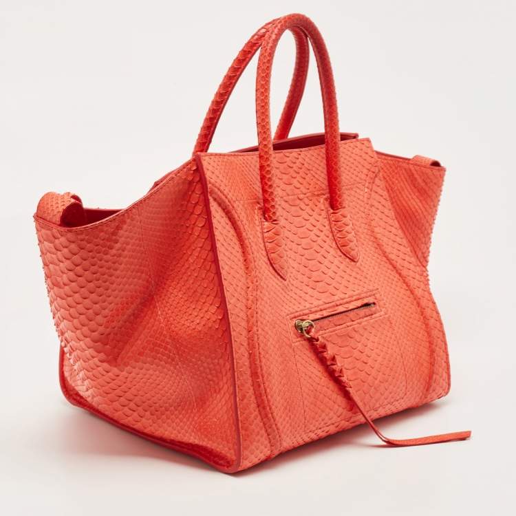 Pre Owned Celine Red Python Medium Phantom Luggage Tote