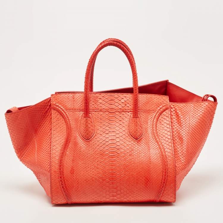 Pre Owned Celine Red Python Medium Phantom Luggage Tote