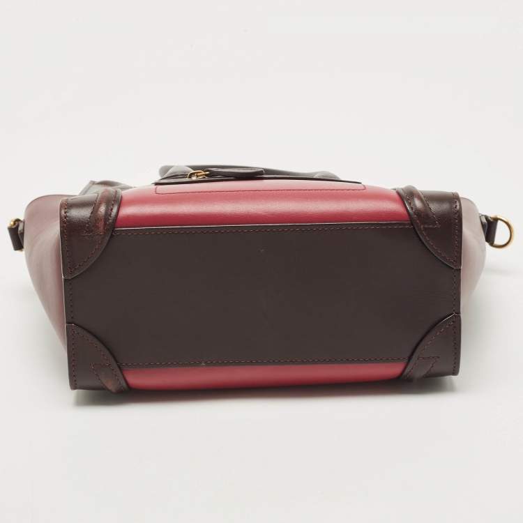 Pre Owned Celine Tricolor Leather Nano Luggage Tote