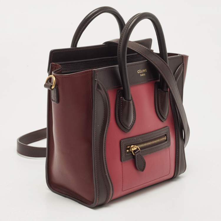 Pre Owned Celine Tricolor Leather Nano Luggage Tote