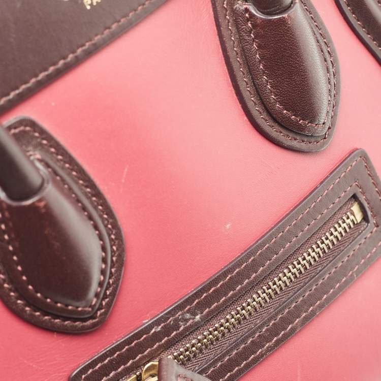 Pre Owned Celine Tricolor Leather Nano Luggage Tote
