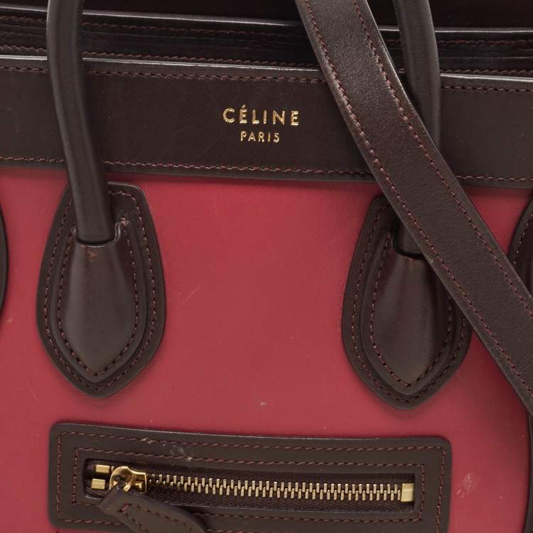 Pre Owned Celine Tricolor Leather Nano Luggage Tote