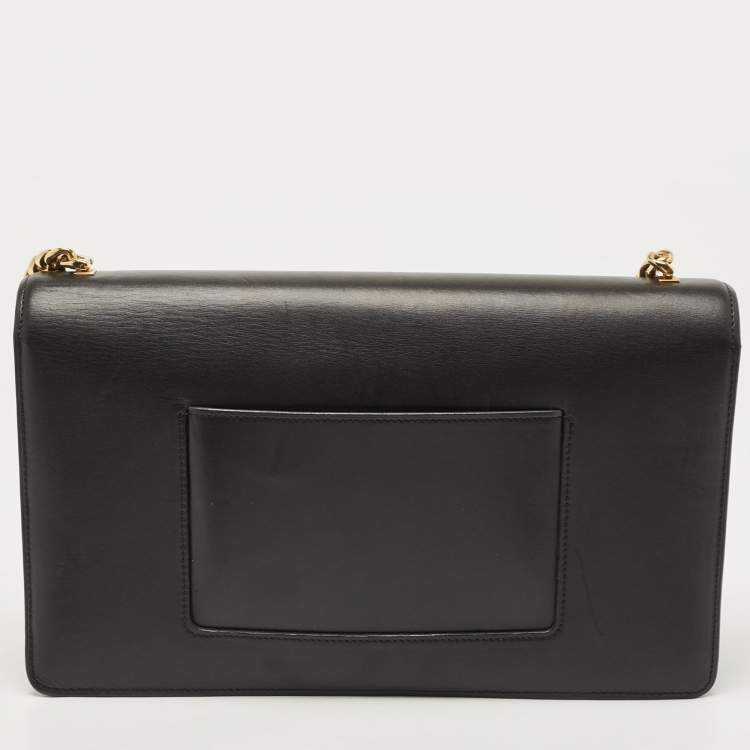مملوكة مسبقًا Celine Black Leather Medium Case Chain Flap Shoulder Bag