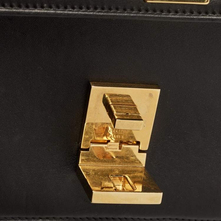 مملوكة مسبقًا Celine Black Leather Medium Case Chain Flap Shoulder Bag