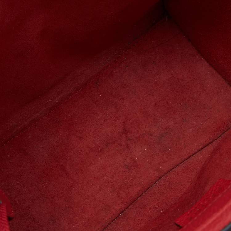 Pre Owned Celine Red Grain Leather Nano Luggage Tote