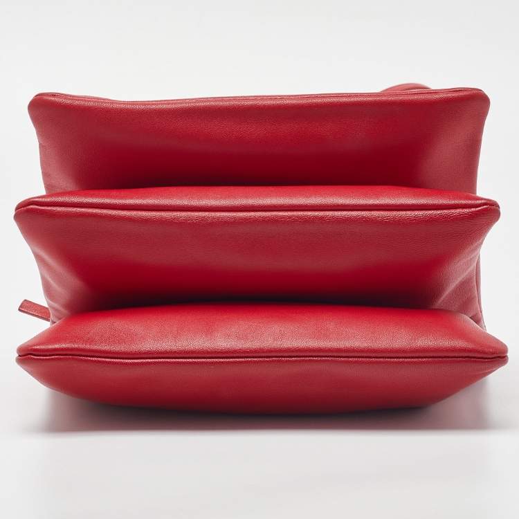 Pre Owned Celine Red Leather Large Trio Zip Crossbody Bag