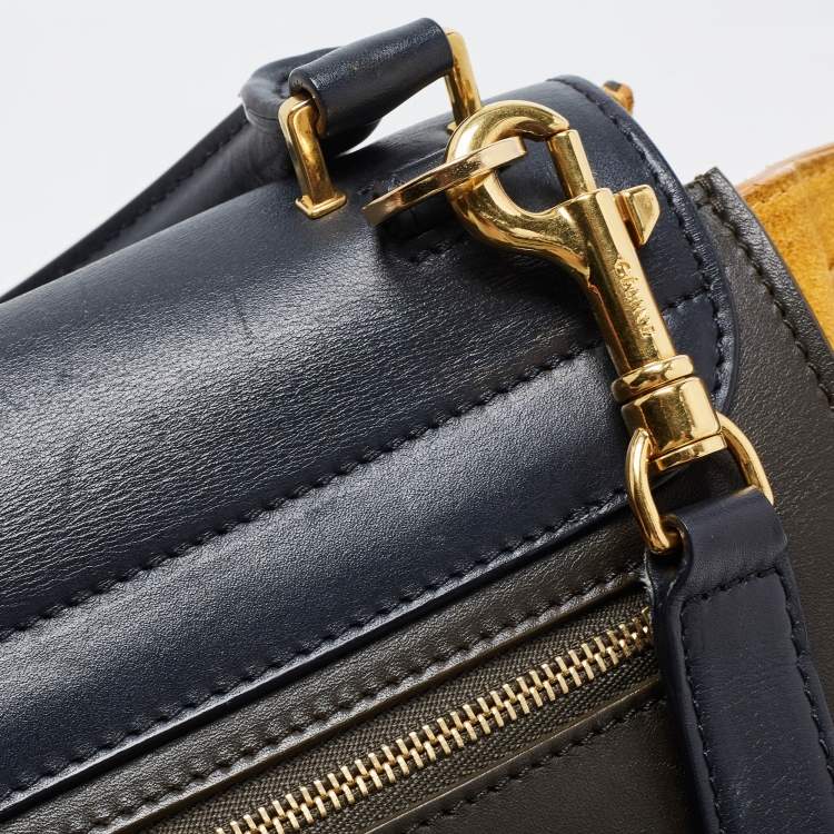 Pre Owned Celine Tricolor Suede and Leather Medium Trapeze Bag