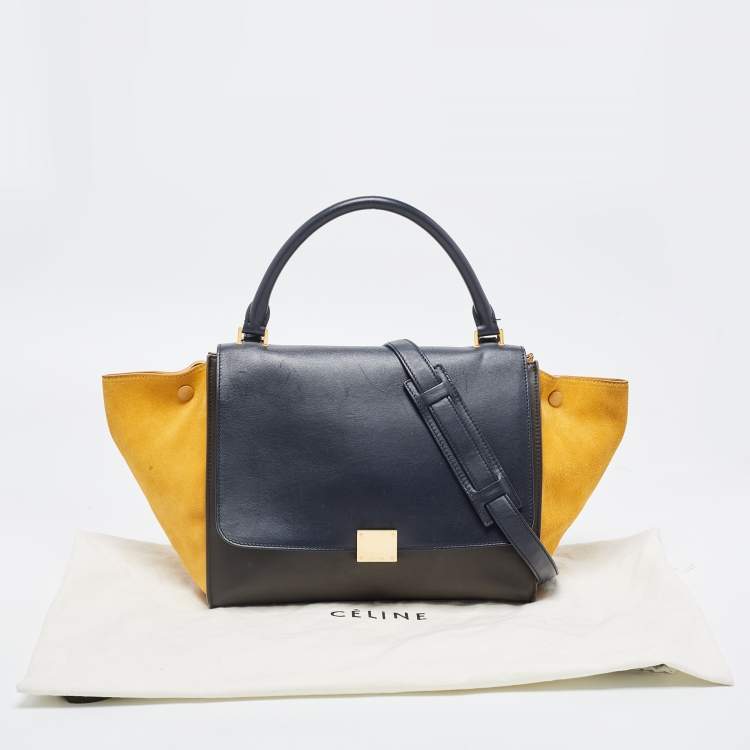 Pre Owned Celine Tricolor Suede and Leather Medium Trapeze Bag