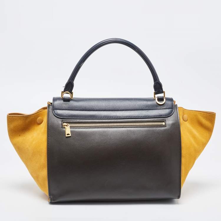 Pre Owned Celine Tricolor Suede and Leather Medium Trapeze Bag