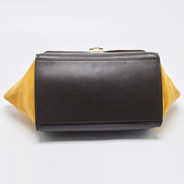 Pre Owned Celine Tricolor Suede and Leather Medium Trapeze Bag