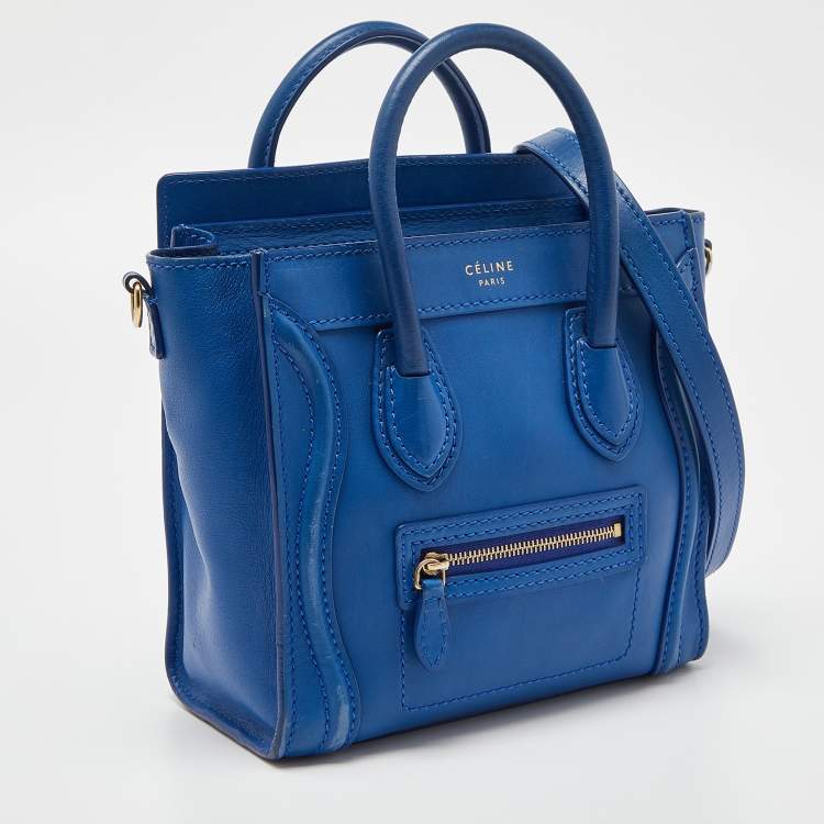 Pre Owned Celine Blue Leather Nano Luggage Tote
