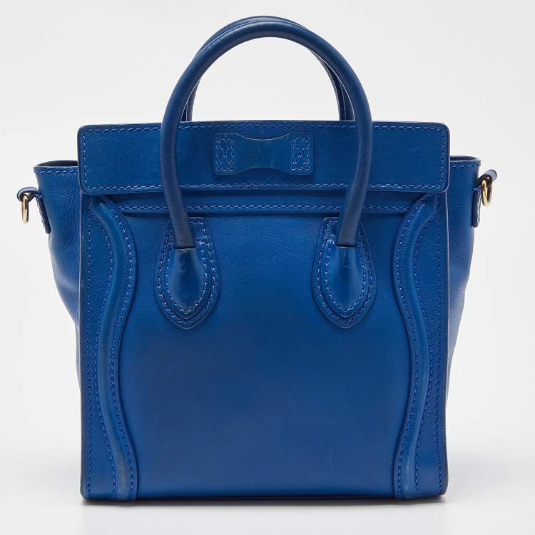 Pre Owned Celine Blue Leather Nano Luggage Tote
