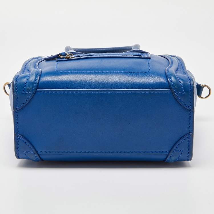 Pre Owned Celine Blue Leather Nano Luggage Tote