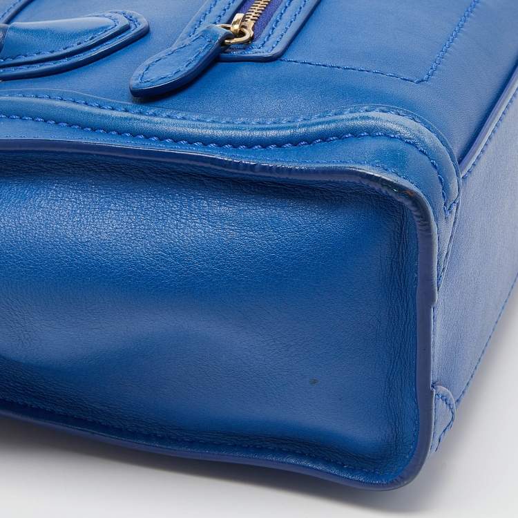 Pre Owned Celine Blue Leather Nano Luggage Tote