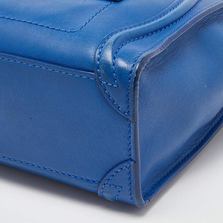 Pre Owned Celine Blue Leather Nano Luggage Tote