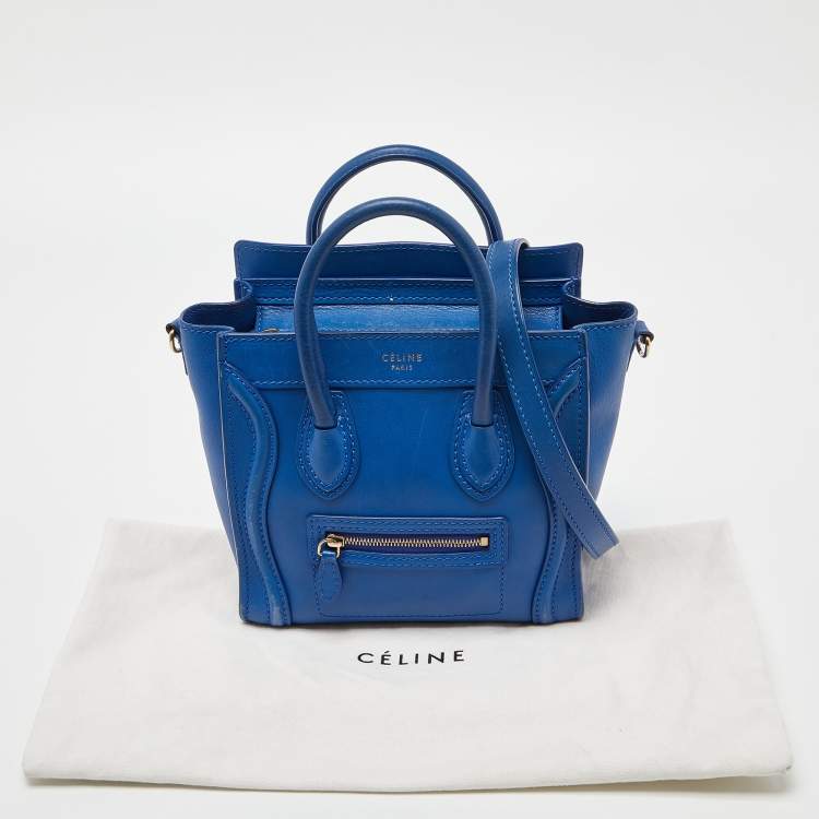Pre Owned Celine Blue Leather Nano Luggage Tote