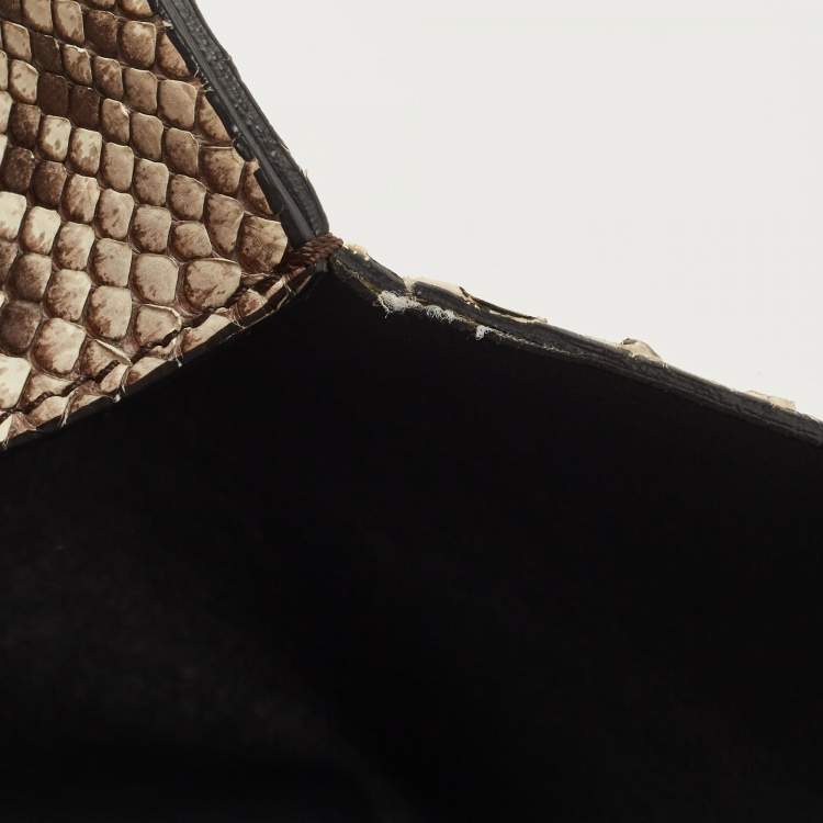 Pre Owned Celine Black/Beige Python, Suede and Leather All Soft Shoulder Bag 