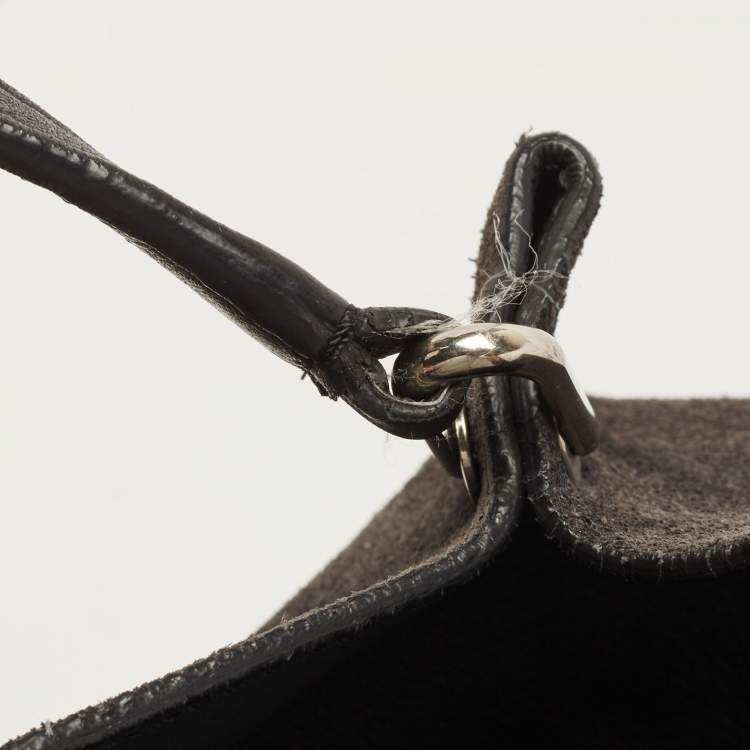 Pre Owned Celine Black/Beige Python, Suede and Leather All Soft Shoulder Bag 