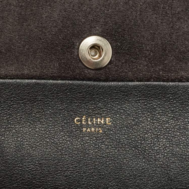 Pre Owned Celine Black/Beige Python, Suede and Leather All Soft Shoulder Bag 