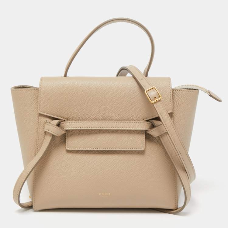 Pre Owned Celine Beige Leather Micro Belt Bag