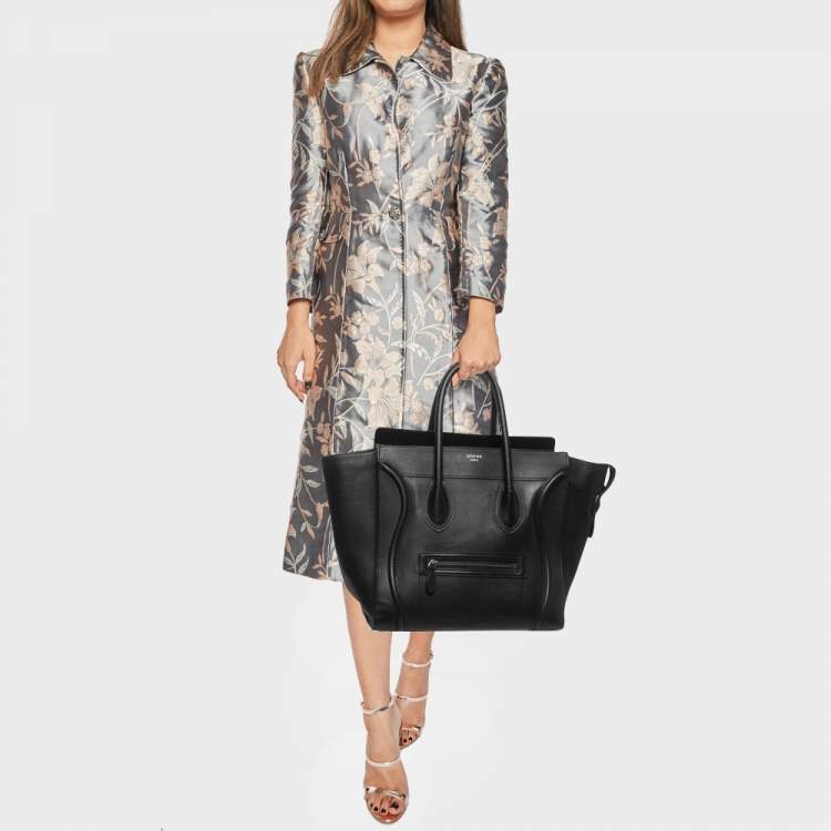 Pre Owned Celine Black Leather Medium Phantom Luggage Tote