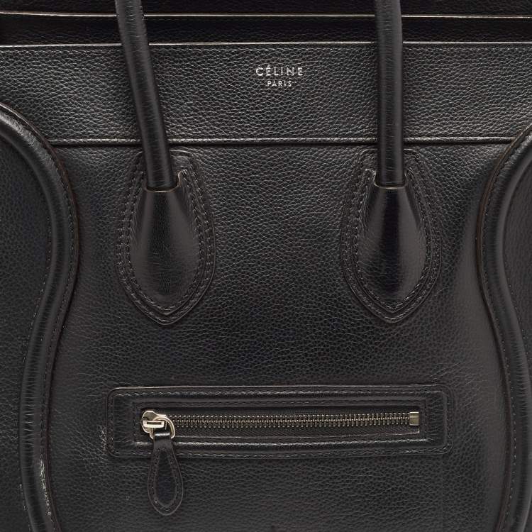 Pre Owned Celine Black Leather Medium Phantom Luggage Tote