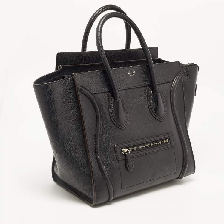 Pre Owned Celine Black Leather Medium Phantom Luggage Tote