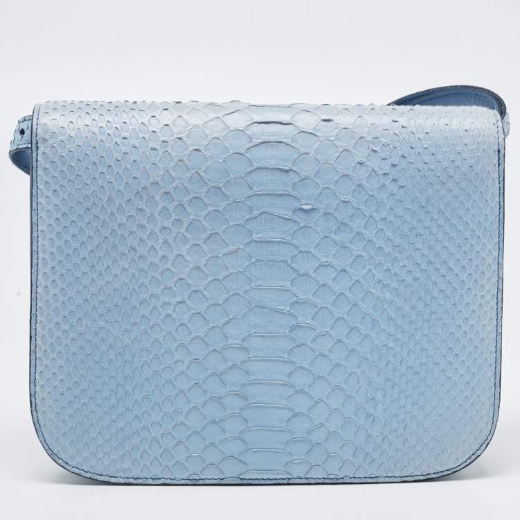 Pre Owned Celine Blue Python Medium Classic Box Bag