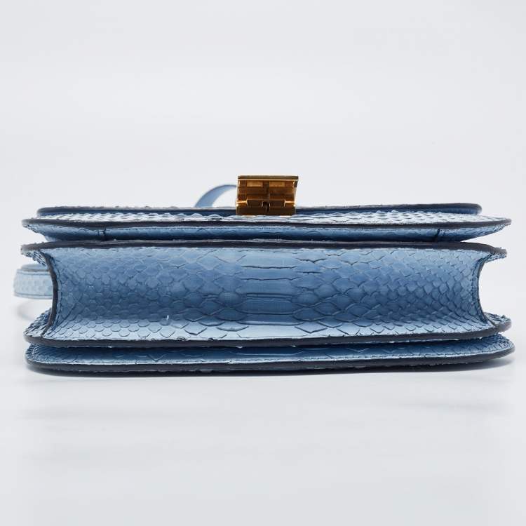 Pre Owned Celine Blue Python Medium Classic Box Bag