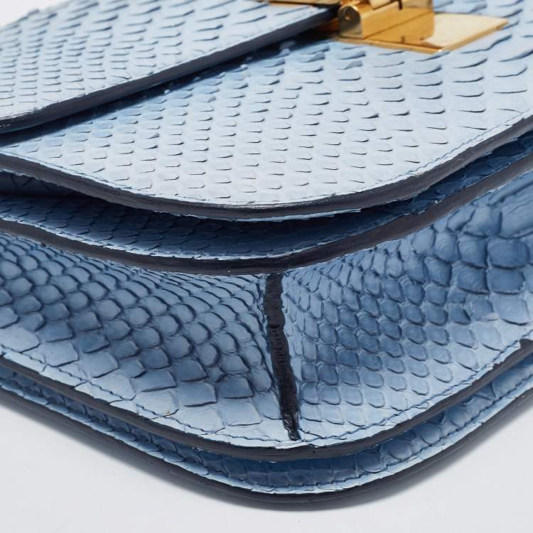Pre Owned Celine Blue Python Medium Classic Box Bag
