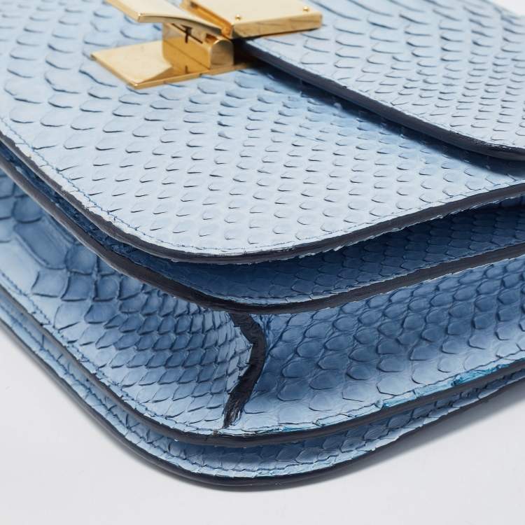 Pre Owned Celine Blue Python Medium Classic Box Bag